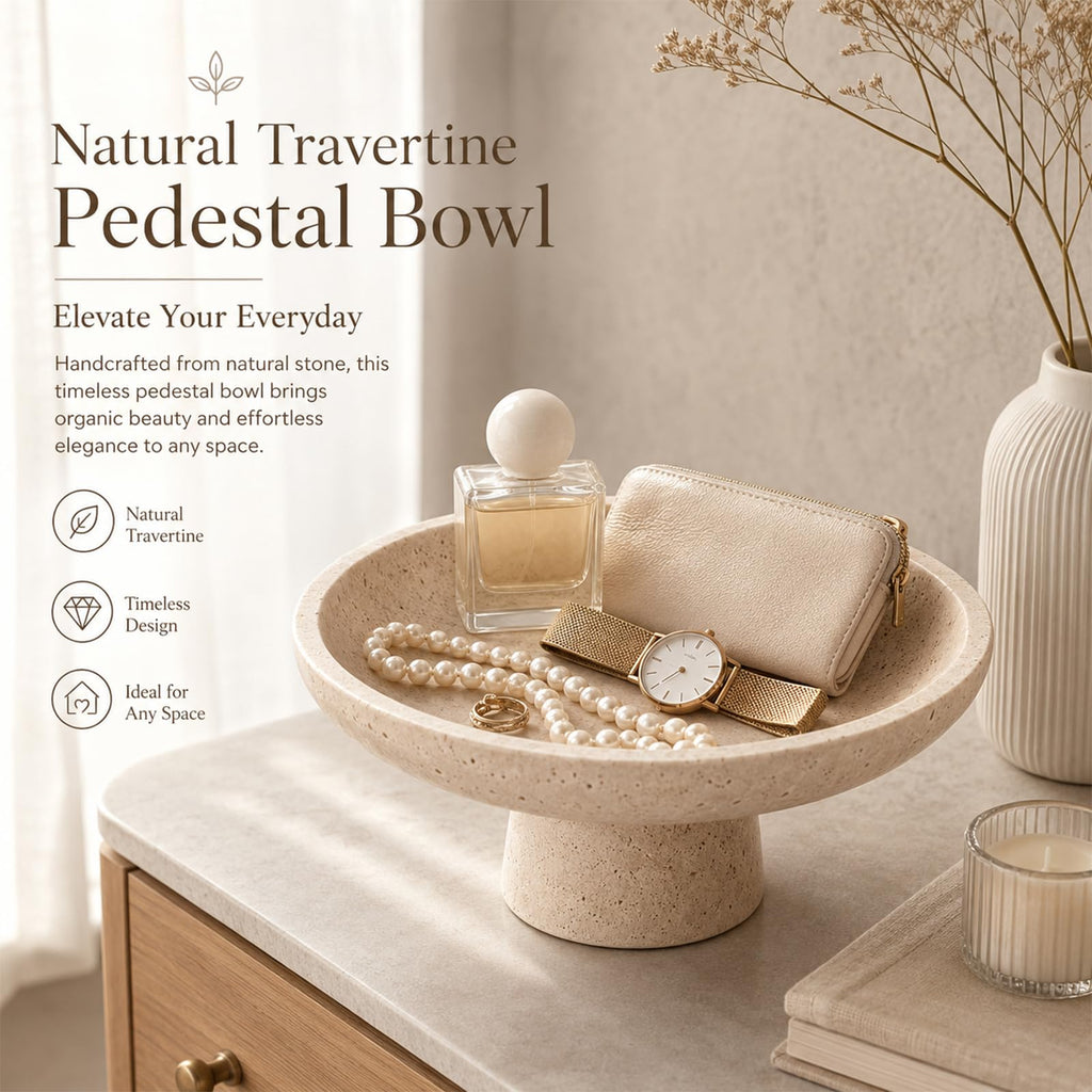 Natural Travertine Fruit Bowl Counter 10.2"