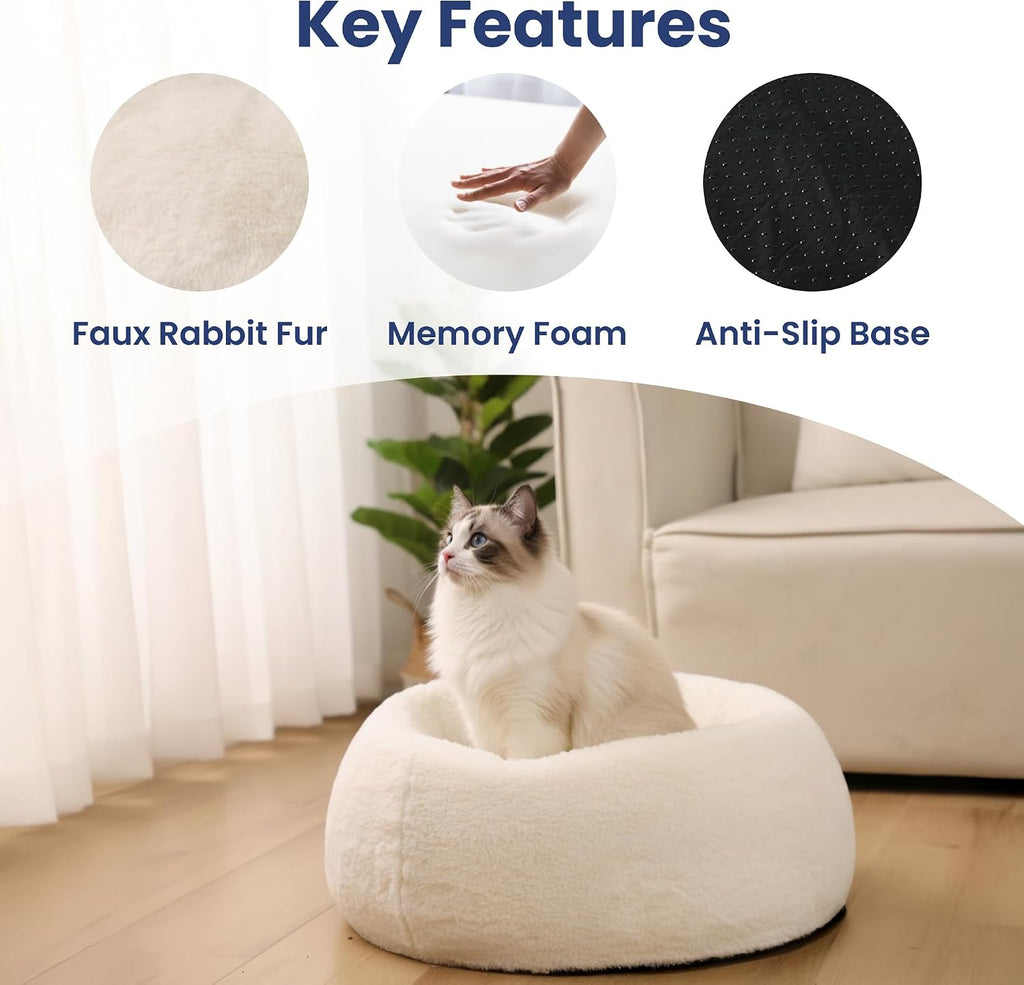 Comfort Orthopedic Faux Rabbit Fur Memory Foam Cat & Small Dog Bed
