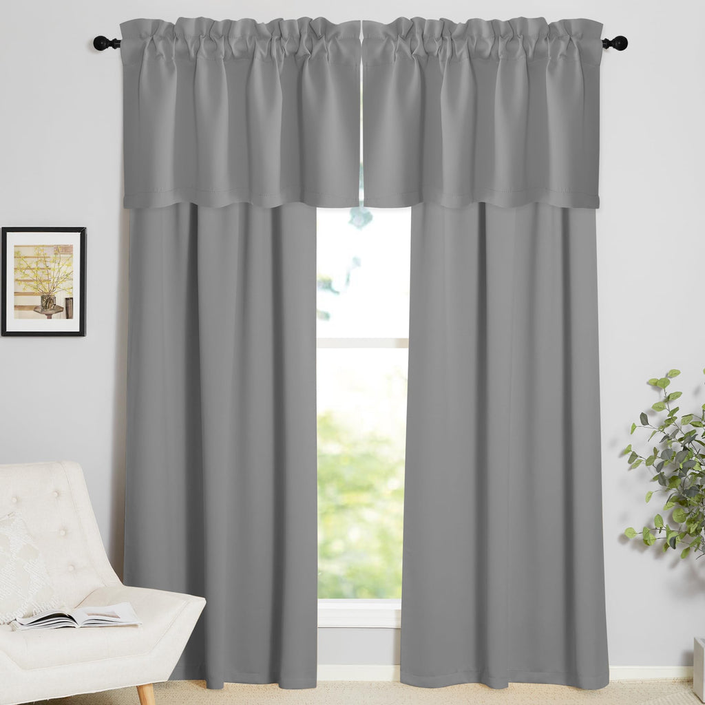 4 Panels Silver Grey Bathroom Curtains Window Valance