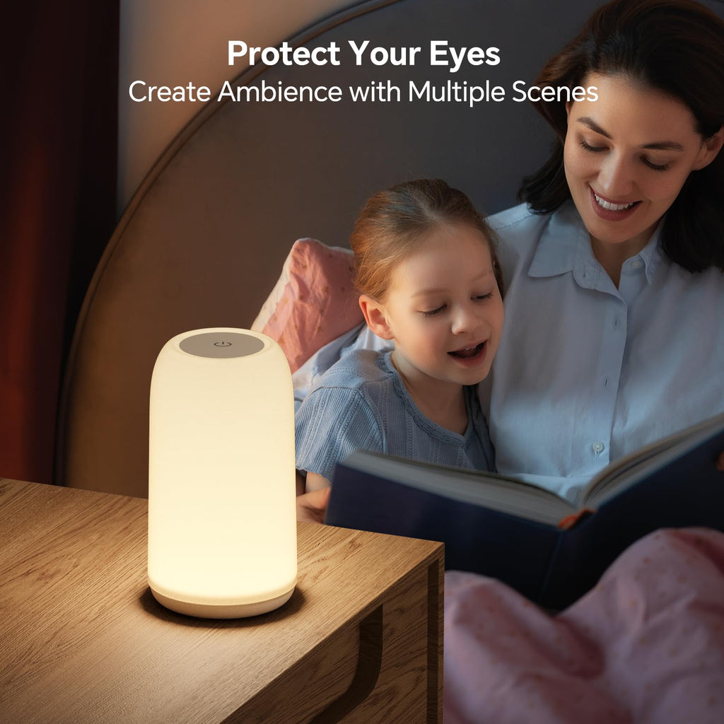 Cordless Table Lamps Rechargeable, Touch Lamp [Sleek Design & RGB Mode] 4-Level Brightness Small Bedside Lamp, LED