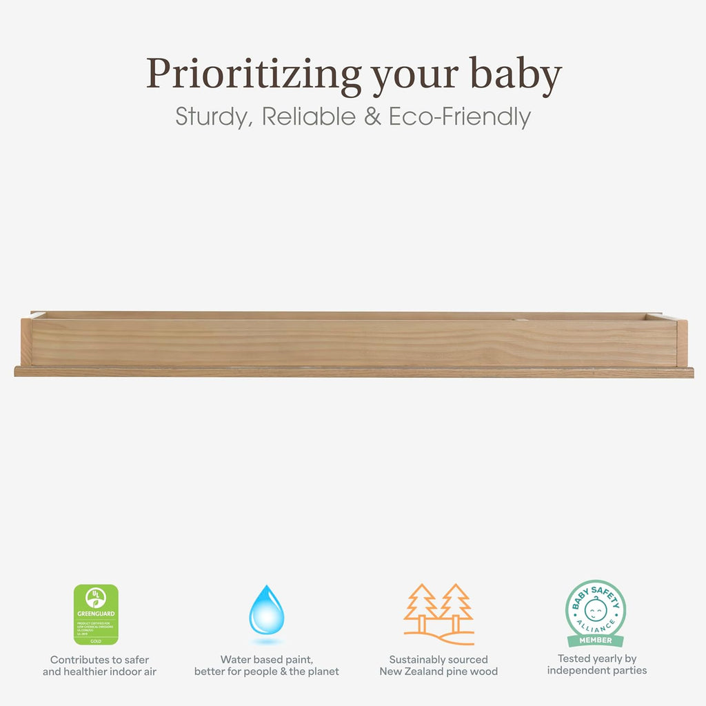 Baby Changing Tray Topper for Double Dresser, Converts to Nursery Diaper Station, Durable Pinewood