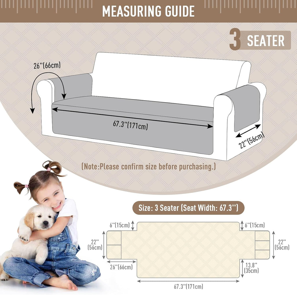 Waterproof Couch Covers for Dogs, Non Slip Pet Sofa Cover, 3 Seater