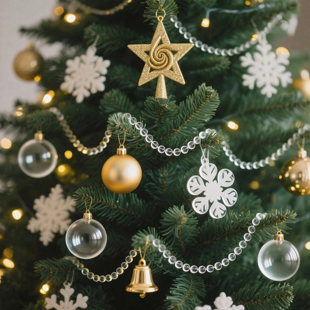 99ft Iridescent Bead Garland, Acrylic Crystal Strand Roll for Christmas Tree, Hanging Ornaments, Holiday Home Décor