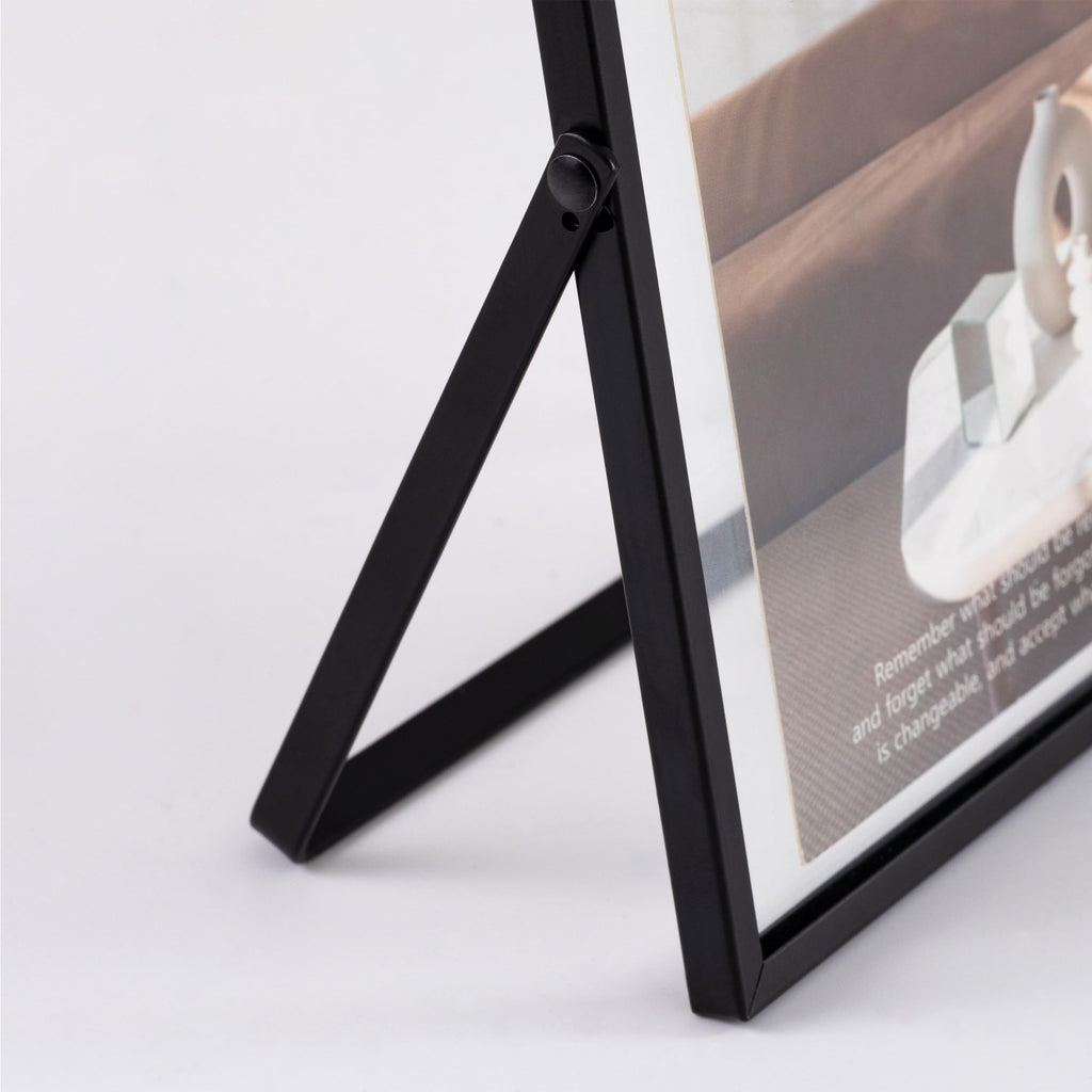 5x7 Floating Picture Frame, Real Glass Cover, Black, 2-Pack