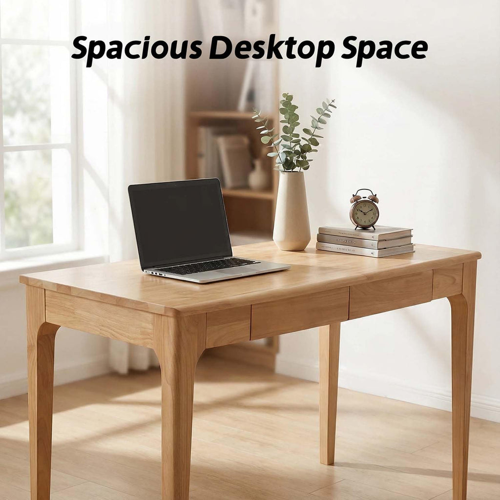 47" Solid Wood Simple Small Writing Desk with Storage drawers (Wood)
