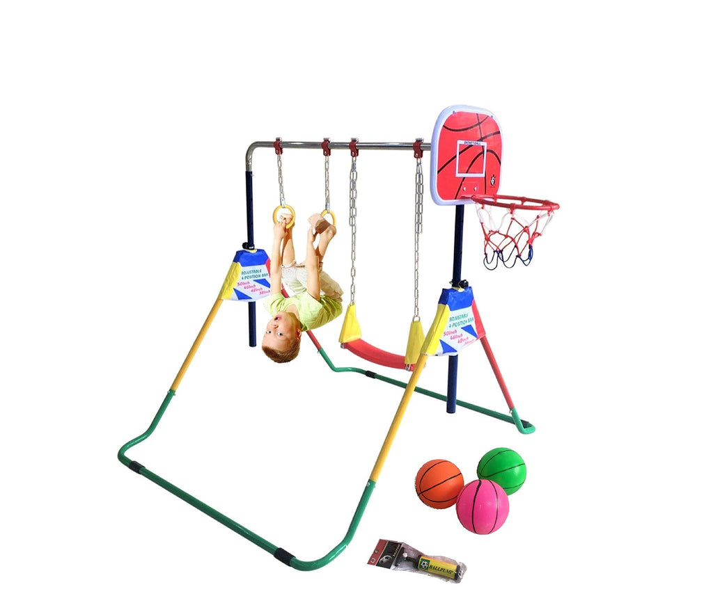 Children Monkey Bar Gymnastics Athletic Expandable Kip Balance Bars Junior Training Play Gym Yellow Red with 2Ft x