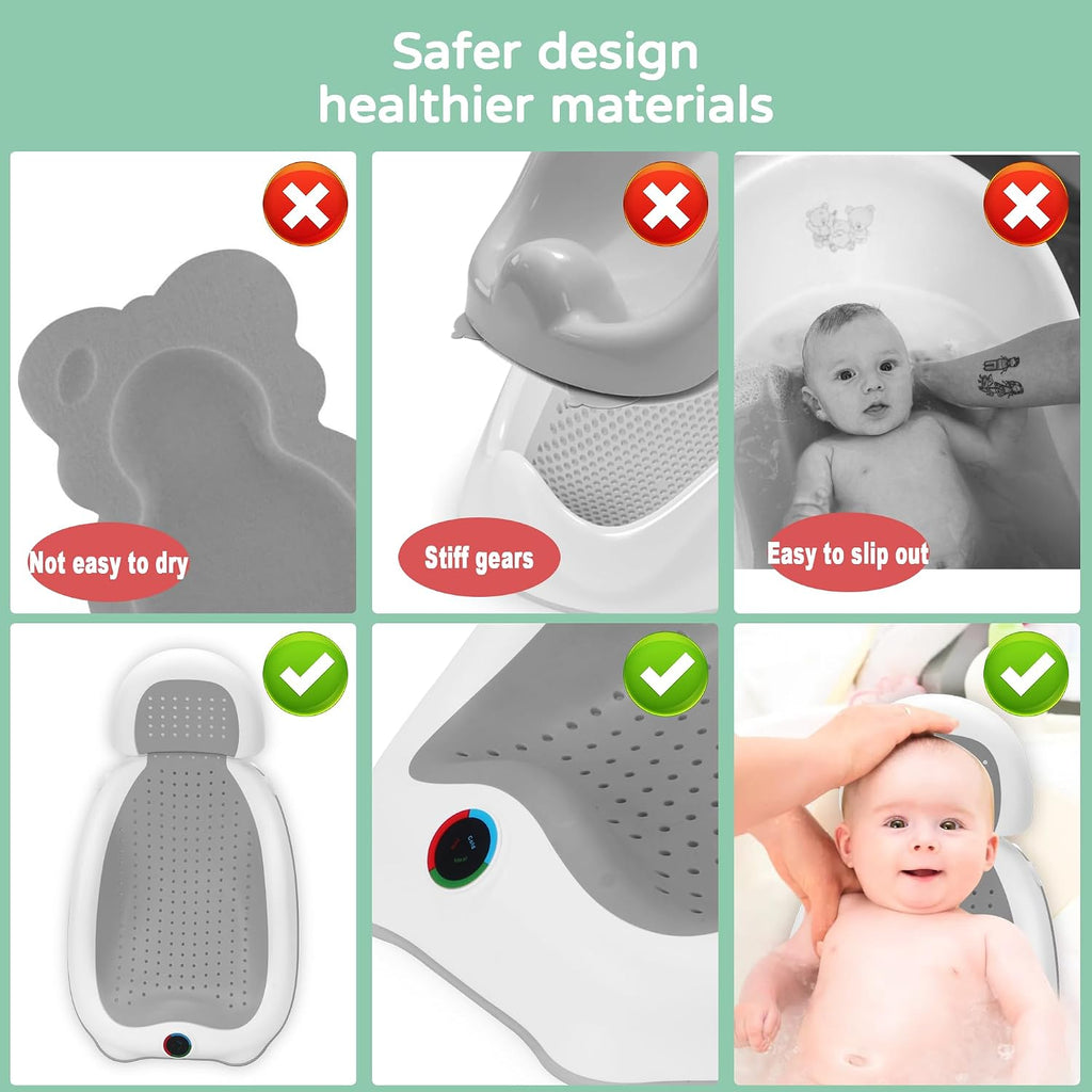 Baby Bath Support | Newborn Bathtub,Ideal for Babies Less Than 6 Months Old with Thermometer Baby Bather, Baby tubs