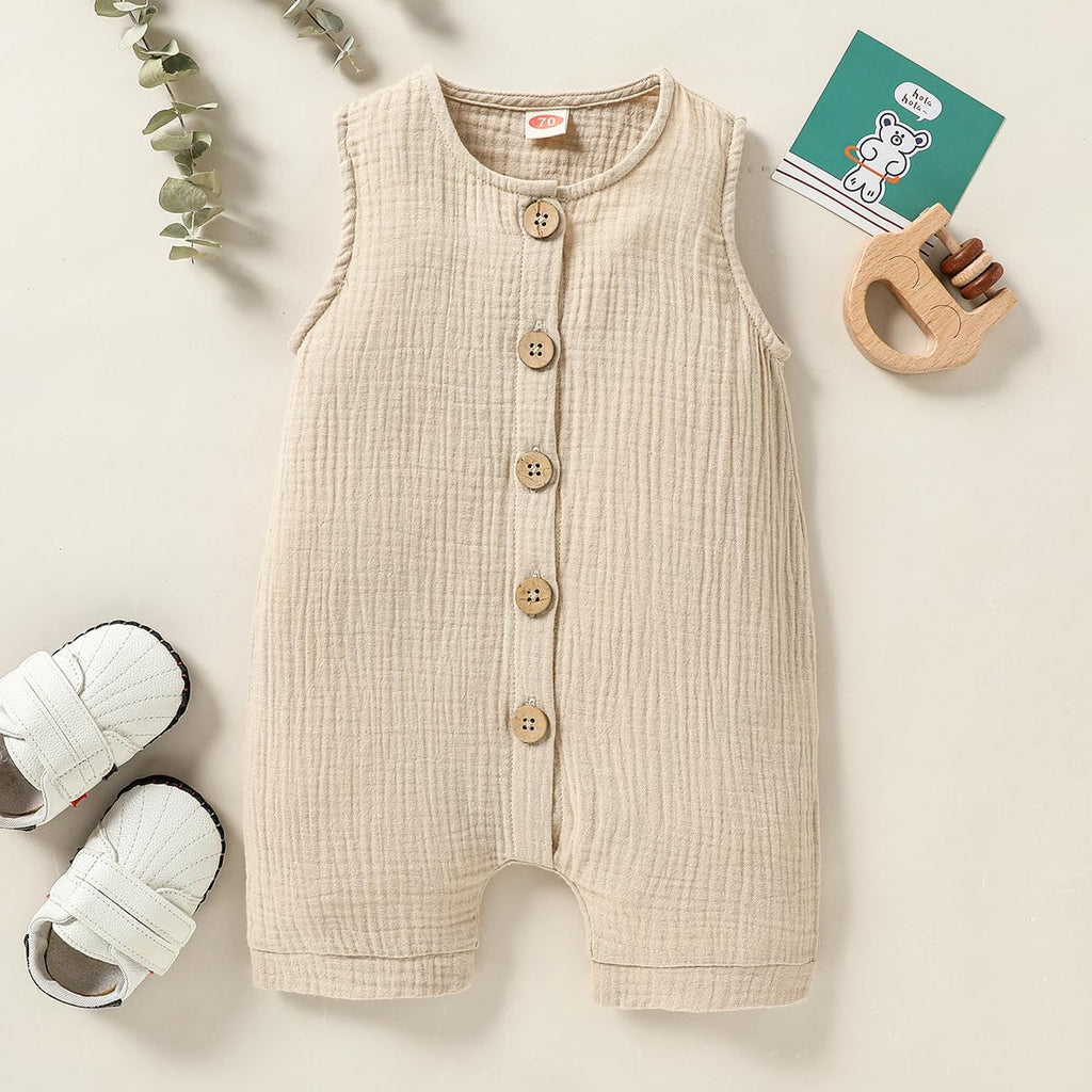 Infant Newborn Baby Boys Girls Cotton Linen Romper Summer Jumpsuit Sleeveless Overalls Clothing Set