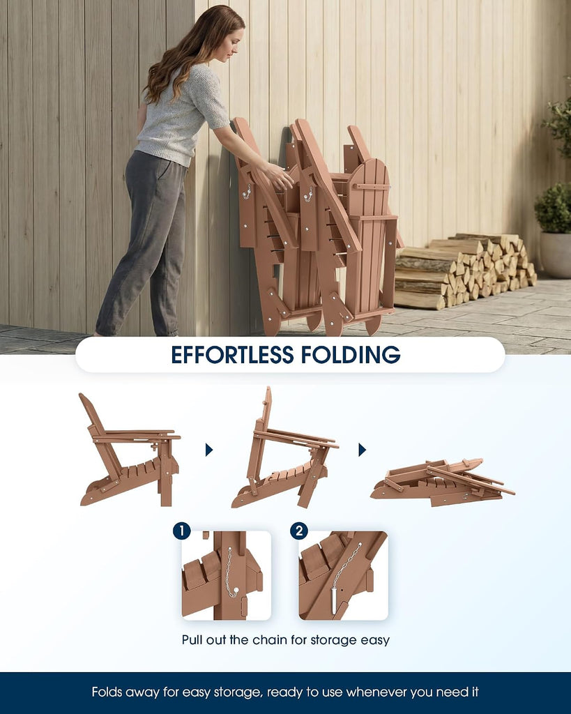 Folding Adirondack Chairs 4 Pack, Patio Chairs, Lawn Chairs, Outdoor Chairs, Adirondack Chair Plastic, Fire Pit