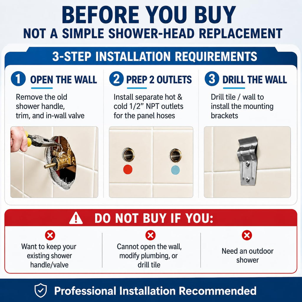 Shower Panel Tower System - 4 Shower Modes Simultaneous Function