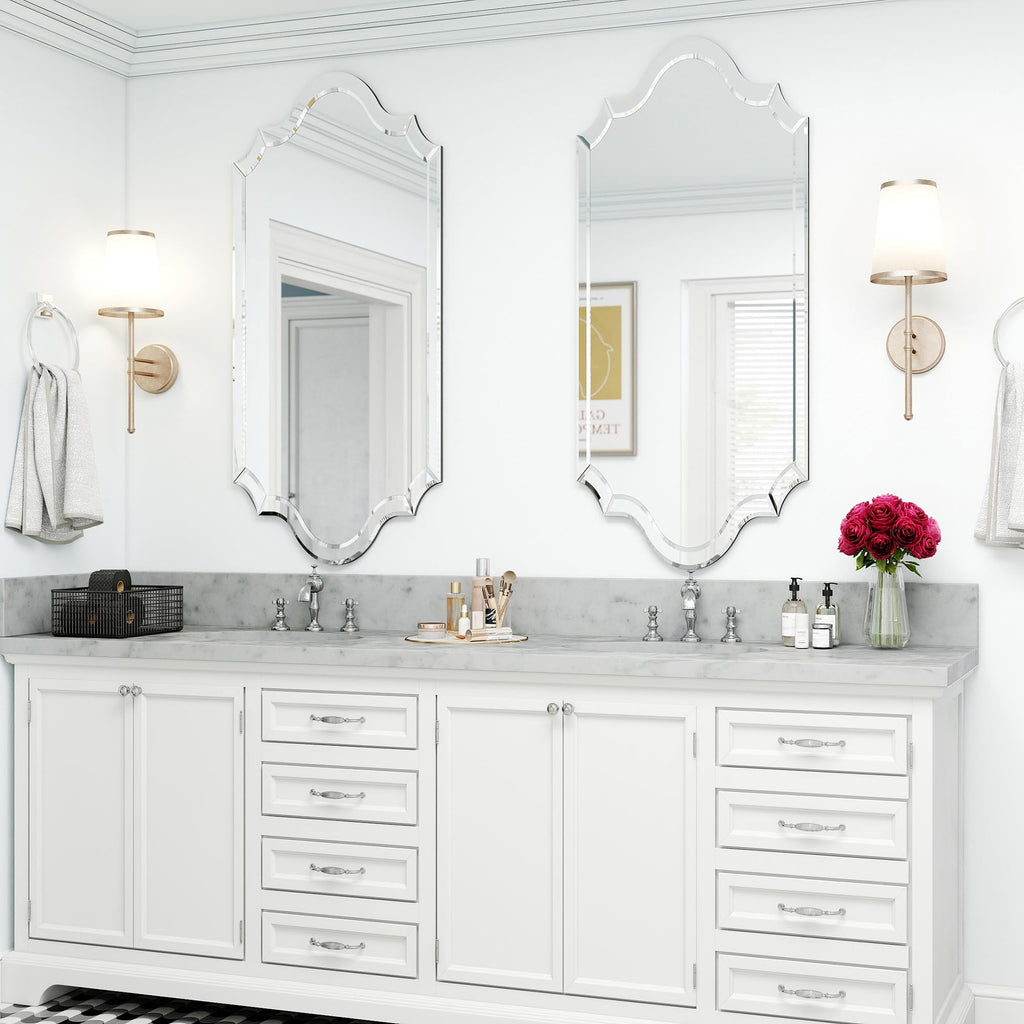 Arch Large Mirror for Wall Decor with Clear Glass Frame, Beveled Edge, 24"x47" Living Room Decorative Mirror