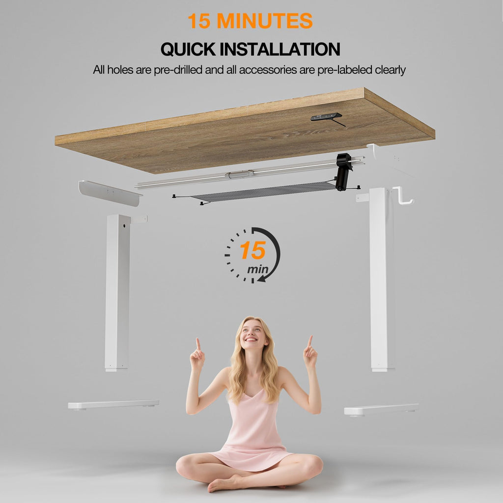 40x24 Electric Standing Desk with Cable Net, Oak