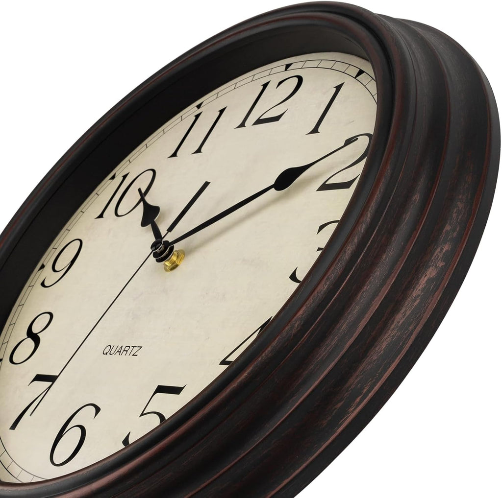14 Inch Wall Clock Battery Operated Silent Non-Ticking Round Classic Vintage Retro Wall Clock Decorative for