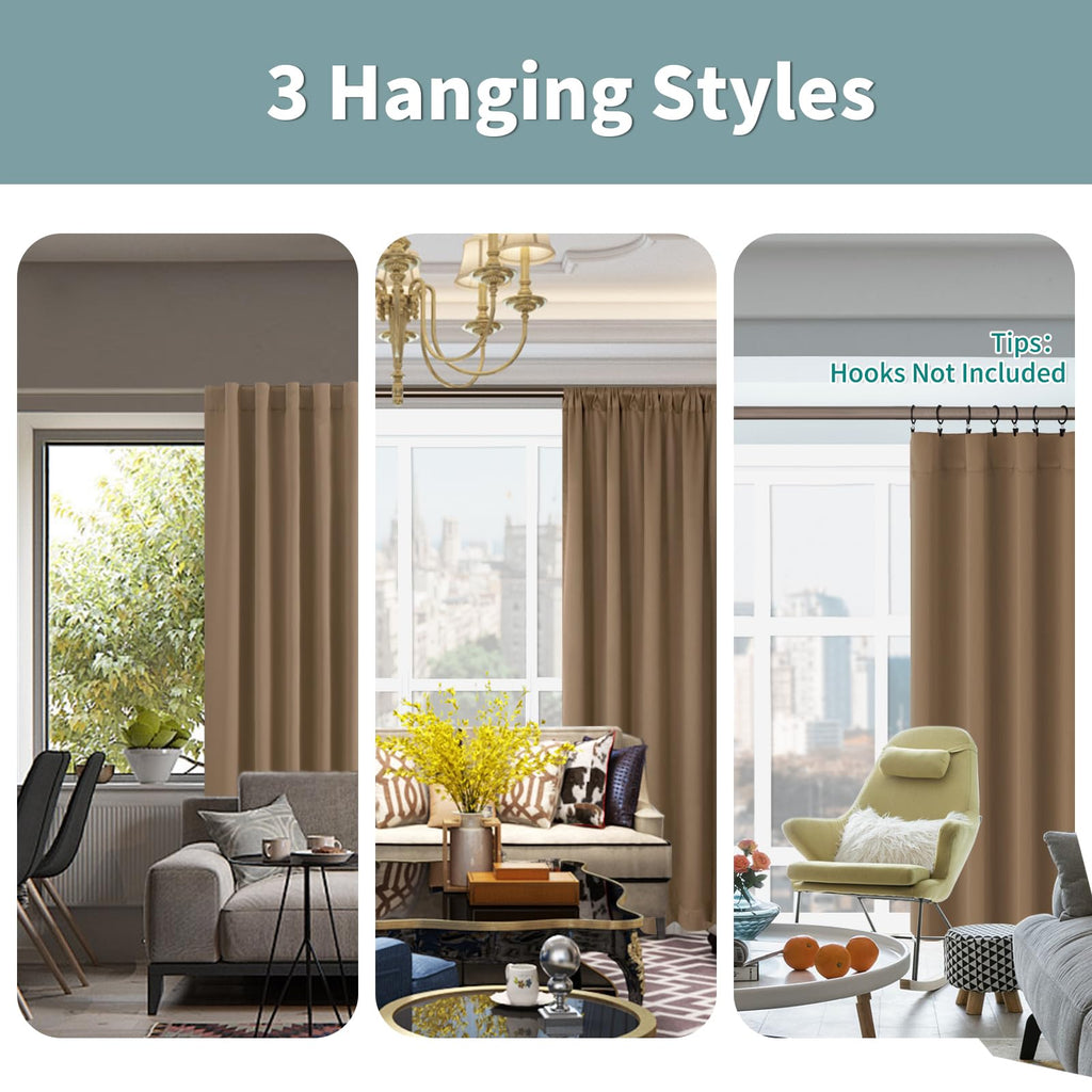 Thermal Insulated 100% Blackout Curtains 45 Inches Long with Liner