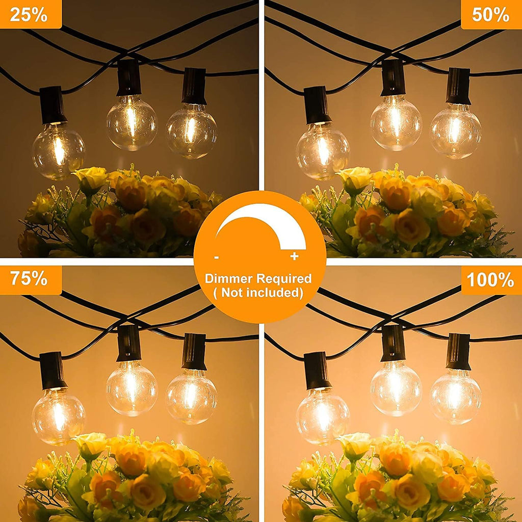 200ft(100*2) Outdoor G40 LED Globe String Lights Dimmable Waterproof