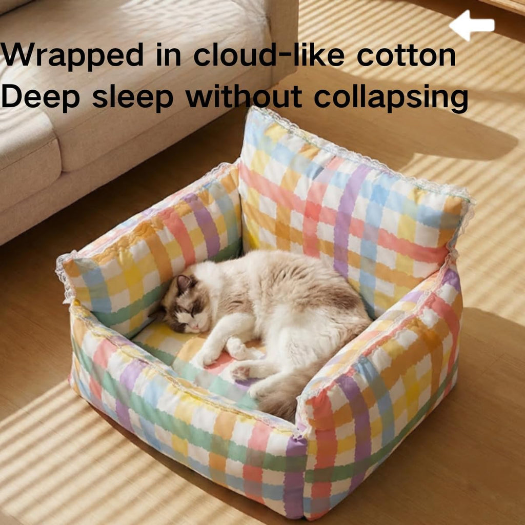 Cat Sofa Bed, Dog Beds for Small Dogs, Cut Pet Couch Bed for Indoor Cats Puppy Kitten (M)