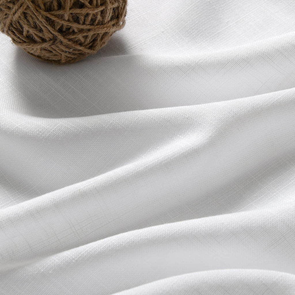 White Linen Curtains 63 Inches Long Back Tab Light Filtering Privacy Sheer Curtains Modern Farmhouse Coastal Decor