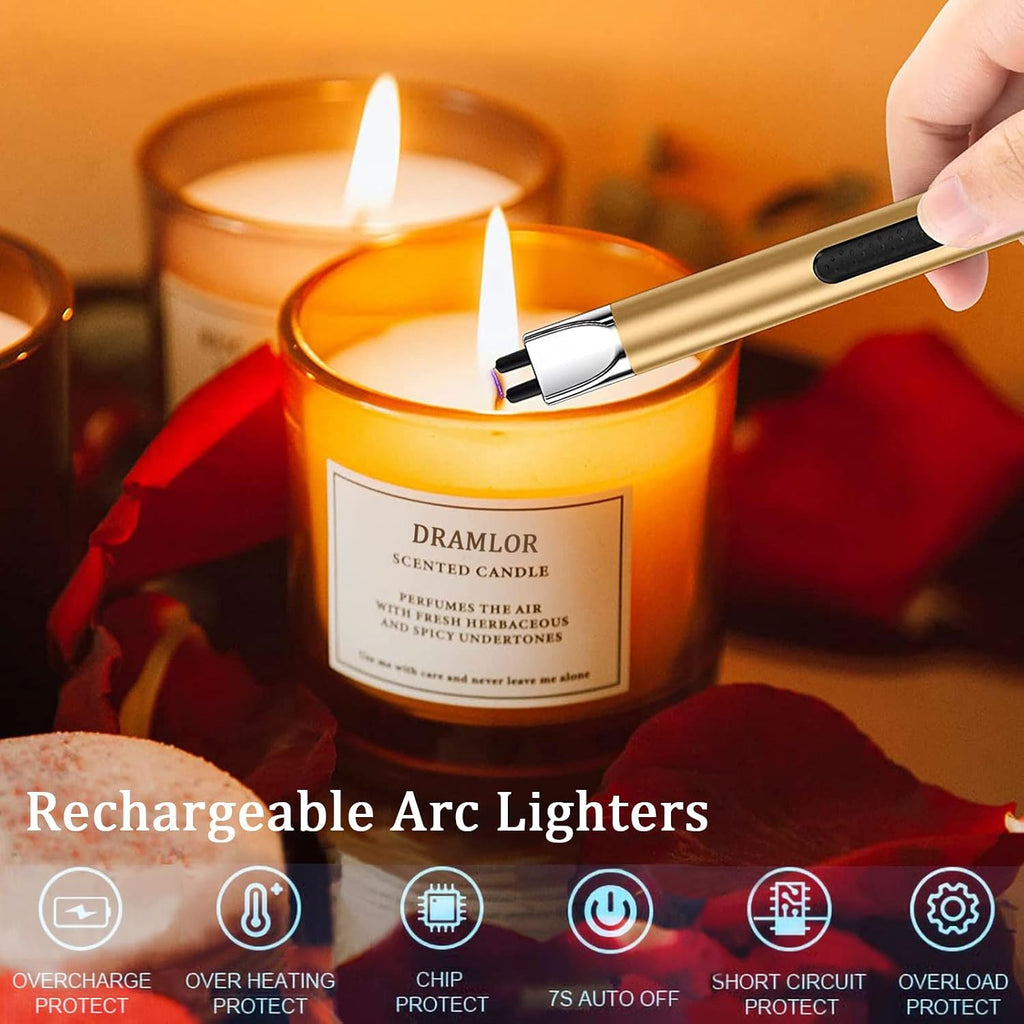5 in 1 Candle Accessory Set,Gold Rechargeable Lighter & Candle Wick Trimmer - Set of 5