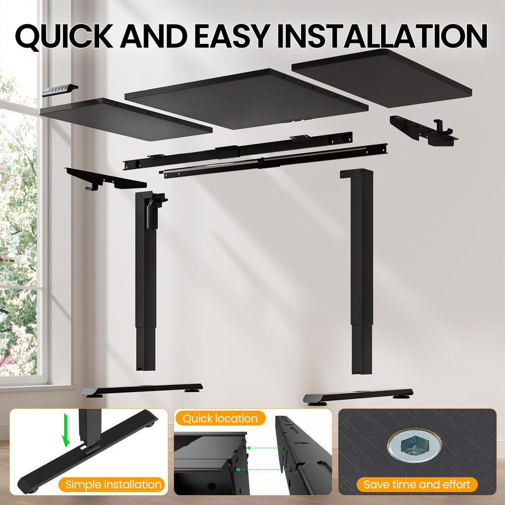63"x28" Wider Large Standing Desk, Electric Height Adjustable, Black