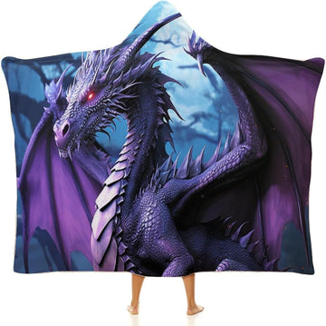 Purple Dragon Purple Moon Wearable Blanket Hoodie for Adults Oversized Fleece Hooded Sweatshirt Blanket Soft Cozy Wrap