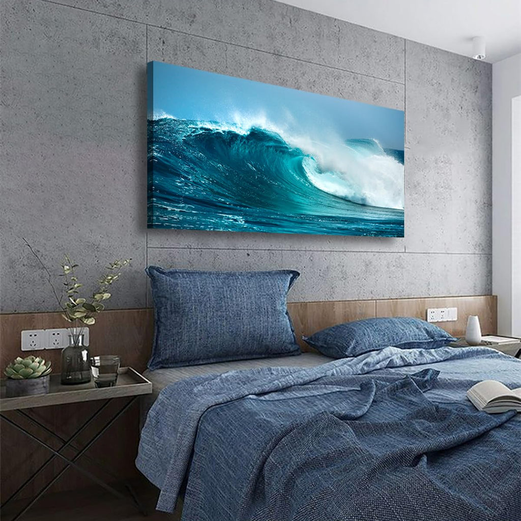 Sea Waves Wall Art Bedroom Office Paintings Large Blue Beach Wall Art Pictures Artwork Nature Ocean Canvas Wall Art