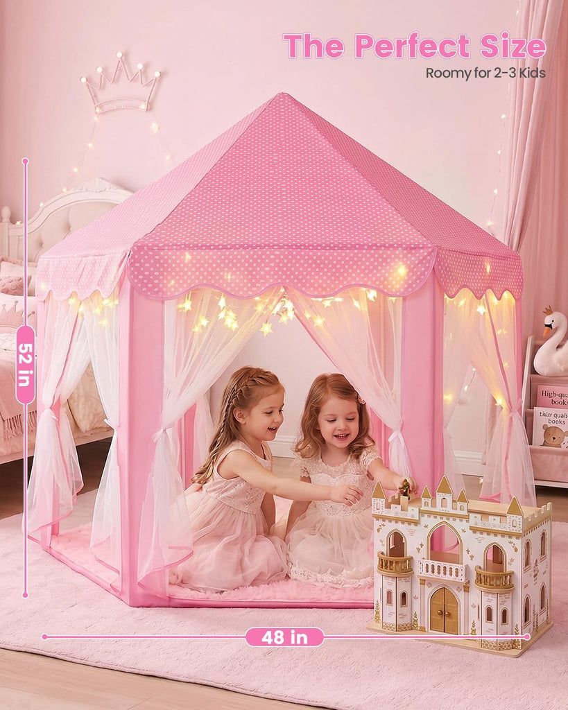 Princess Castle Tent for Girls Indoor, Play Tent with Rug