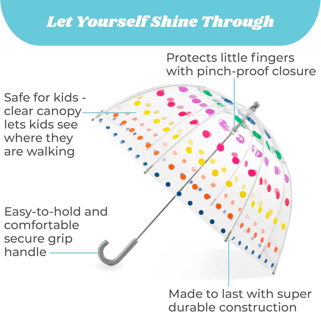 Kids Lightweight Dome Canopy Bubble Umbrella with Wind and Rain Protection