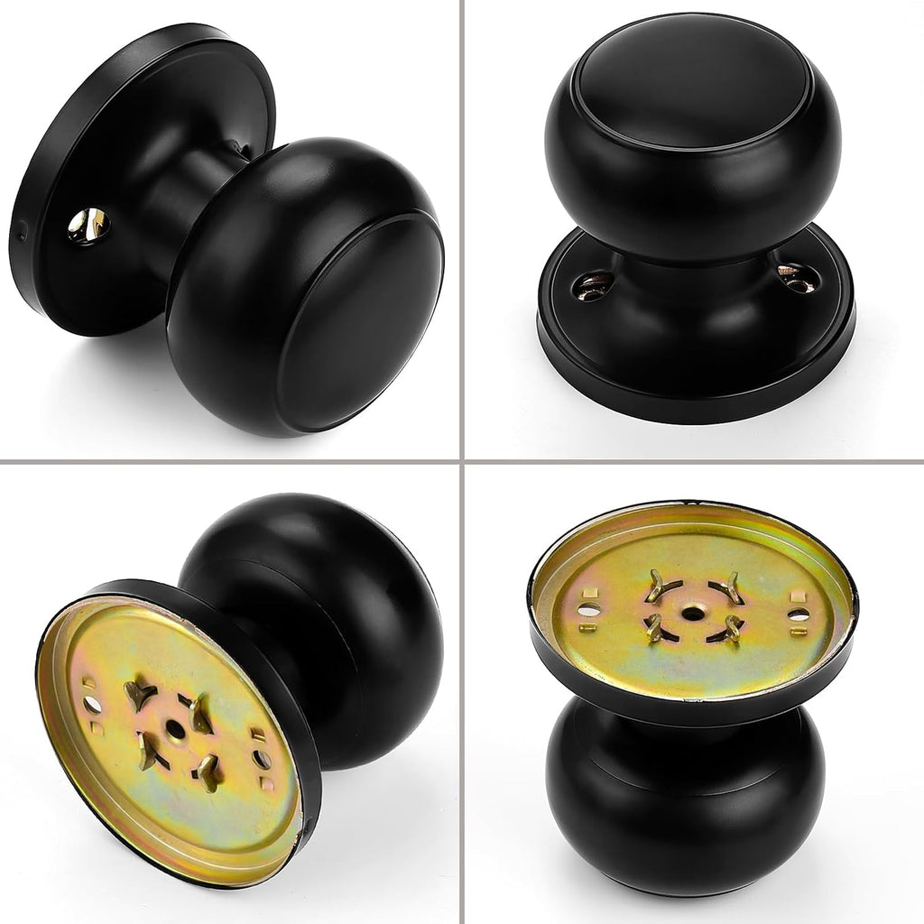 2 Pack Single Side Dummy Knobs, Matte Black Finish, Non-Turning Inactive Interior Door Handles, French Door Pulls