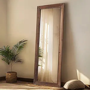 Rustic Farmhouse Full Length Mirror, 56"X21" Wooden Floor Mirror, Leaning Or Hanging, Suitable, Cloakroom