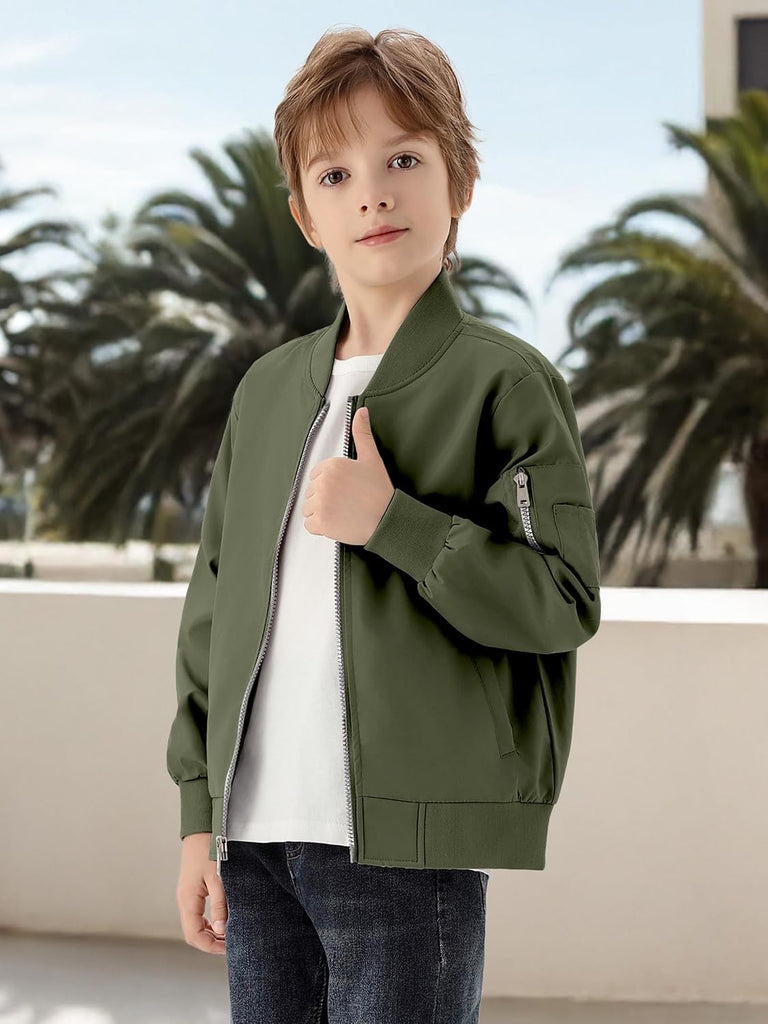 Boy's Bomber Jackets Kids Spring Fall Zip Up Varsity Windbreak Jackets