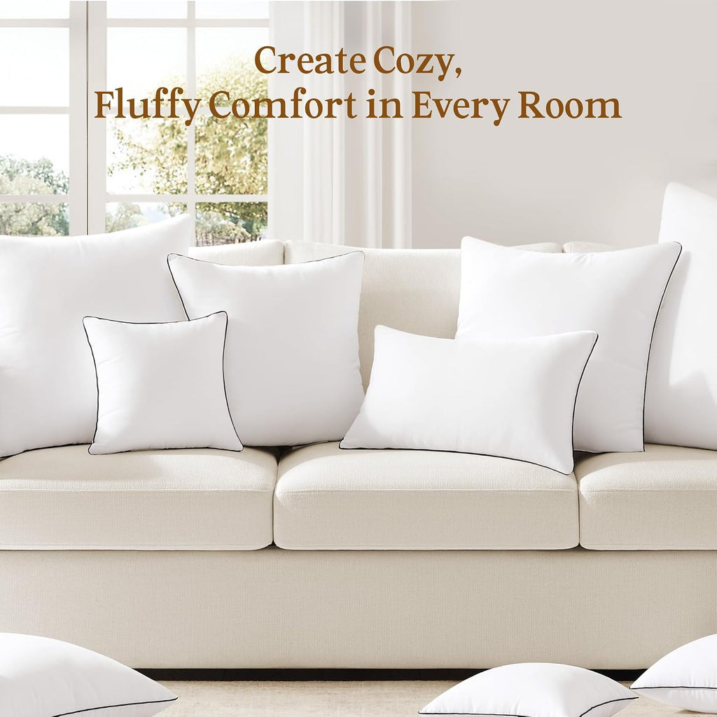 12x20 Pillow Inserts, Fluffy Overfilled Down Alternative Lumbar Pillows, Soft Plush Decorative Throw Pillows - Set of 2