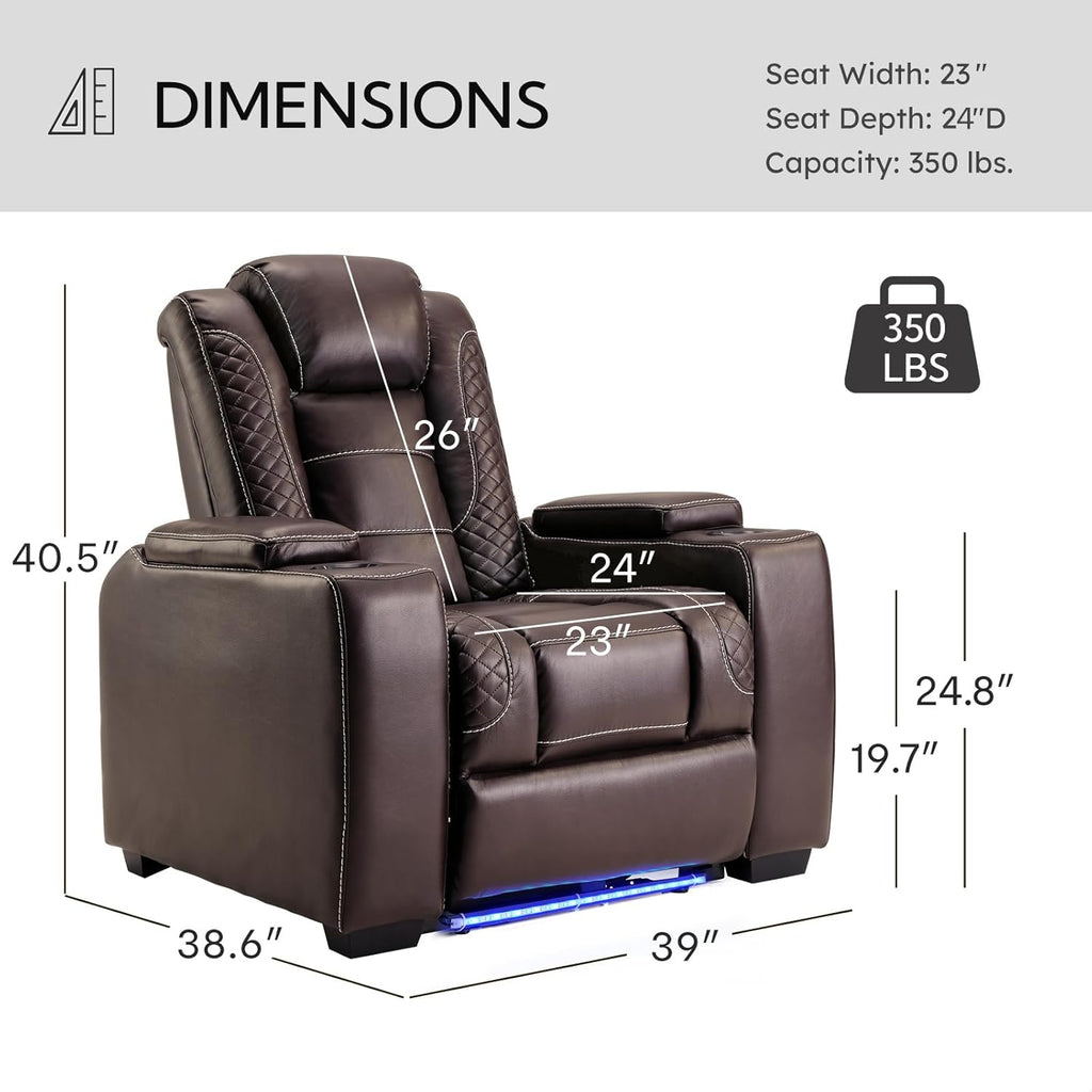 ANJ Power Home Theater Seating Recliner Chairs, PU Leather Recliner with Cup Holder
