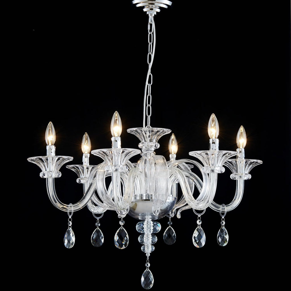 6 Light Crystal Chandelier, Modern Dining Room Lighting Fixture, Clear Pendant Light with Crystal Ball for Bedroom Livingroom, D26xW26xH18, E12 Socket A100-B0DSPFQD2H