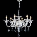 6 Light Crystal Chandelier, Modern Dining Room Lighting Fixture, Clear Pendant Light with Crystal Ball for Bedroom Livingroom, D26xW26xH18, E12 Socket A100-B0DSPFQD2H