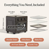 Wonder Oven | 6-in-1 Stainless Steel Air Fryer Toaster Oven Combo with Basket, Rack, Pan & Tray | Compact 13 QT