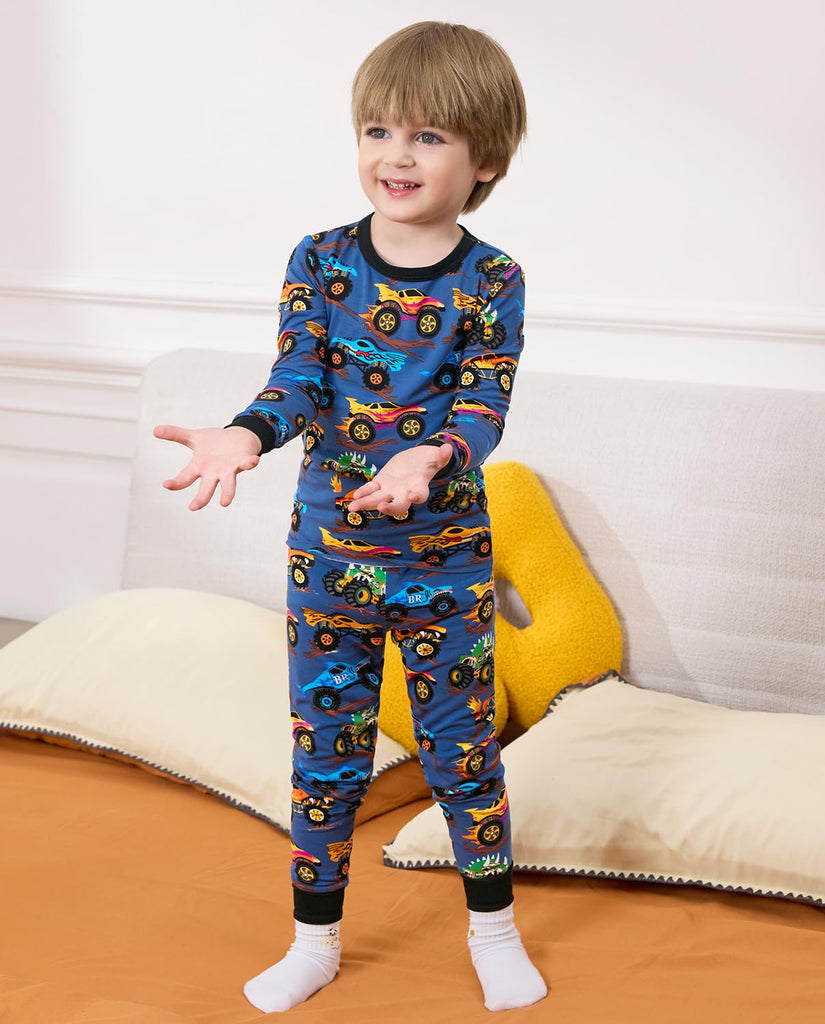 Bamboo Viscose Toddler Kids Pajamas Set, Long Sleeve Boys