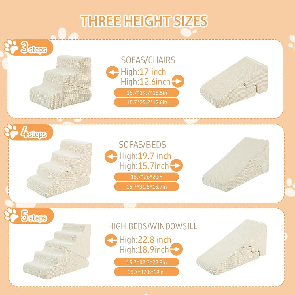Dog Ramp for Bed, 16.5" H Dog Stairs for High Bed