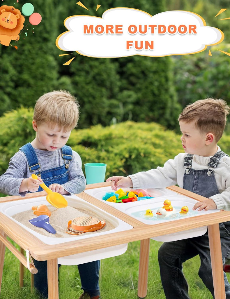 Kids Sensory Table,Sensory Activity Table with Paper Roll Stick & Double-Side Board,Toddler Play Sand Table with 3