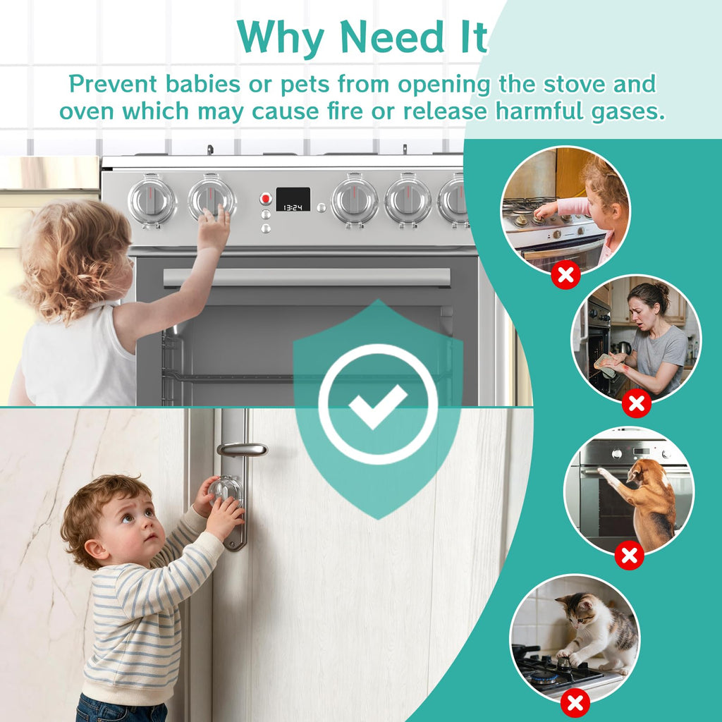 Stove Knob Covers for Child Safety - 5 Pack Upgraded Gas Stove Knob Covers