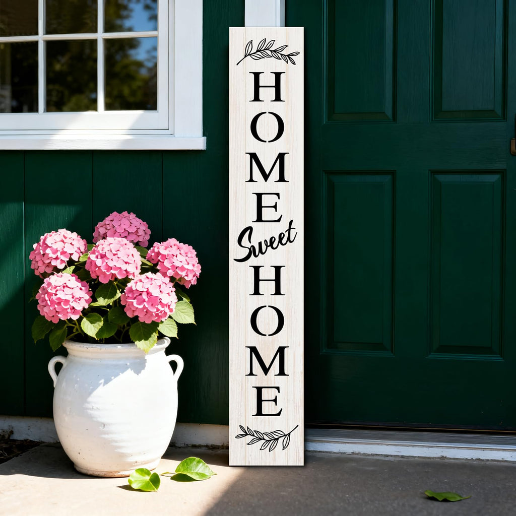 Farmhouse Wooden Welcome Sign Stand for Front Door, 47" Large Home Sweet Home Welcome Sign for front porch, Rustic