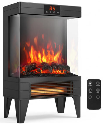 Electric Fireplace Stove Heater with Dual Heat & 3D Flame, 1500W