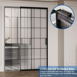 40" x 87" Fluted Glass Barn Door, Concealed Sliding Barn Door with Soft Close, Waterproof Modern Sli