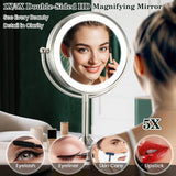 11.8" Extra Large 17" Tall Lighted Makeup Mirror, 1X/5X/10X 3-Sided Magnifying Mirror with 96 LEDs, 3 Color Dimmable