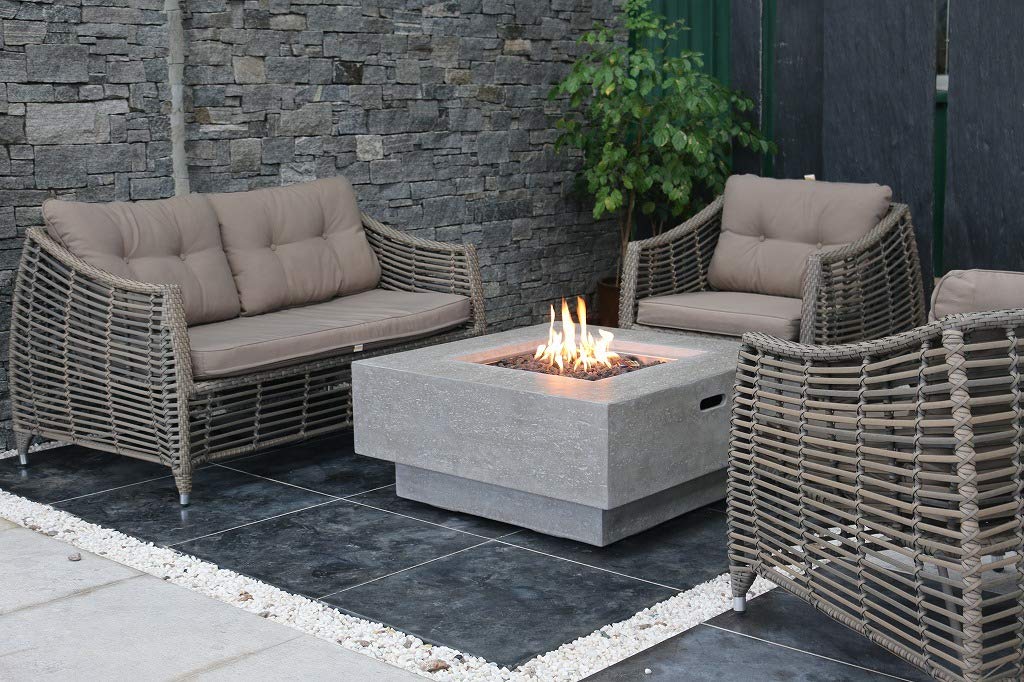 Manhattan Propane Fire Pit Table Cast Concrete 36 x 36-in