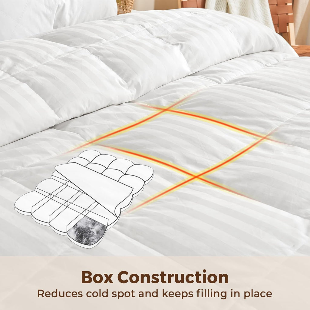 Goose Feather Down Comforter Full/Queen - All Season Duvet Insert Ultra Fluffy Soft 100% Cotton Shel