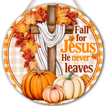 Fall for Jesus Decorations Door Sign, Fall Christian Pumpkin Sign