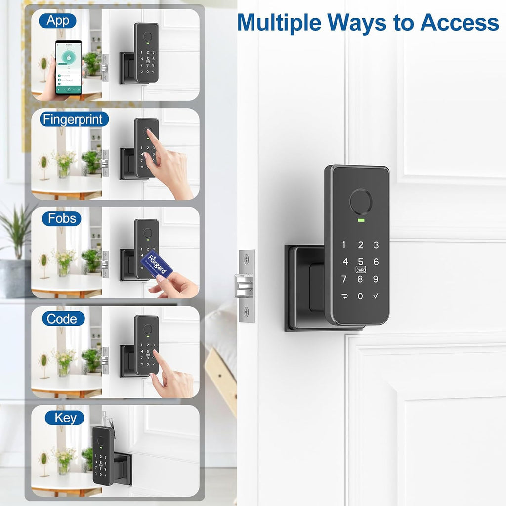 Smart Fingerprint Door Lock, 5-in-1 Fingerprint Door Knob, Black