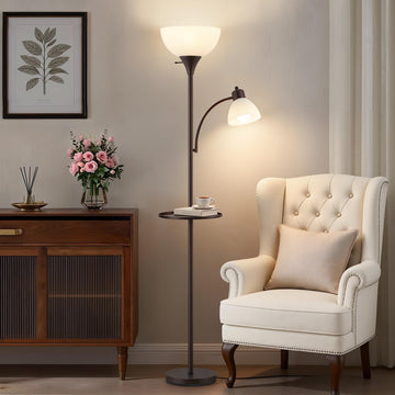 72" Floor Lamp with Table, Adjustable Reading Lights, Torchiere Floor Lamps