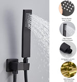 Black square hand shower head, handheld shower head with hose,brass High pressure flushing With adjustable water