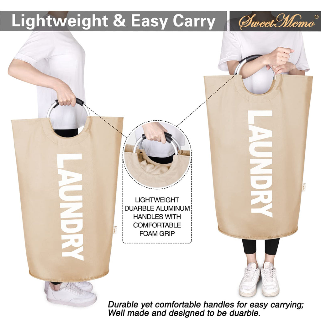 Large Laundry Basket, Laundry Hamper Bag with Handles, 115L Brown